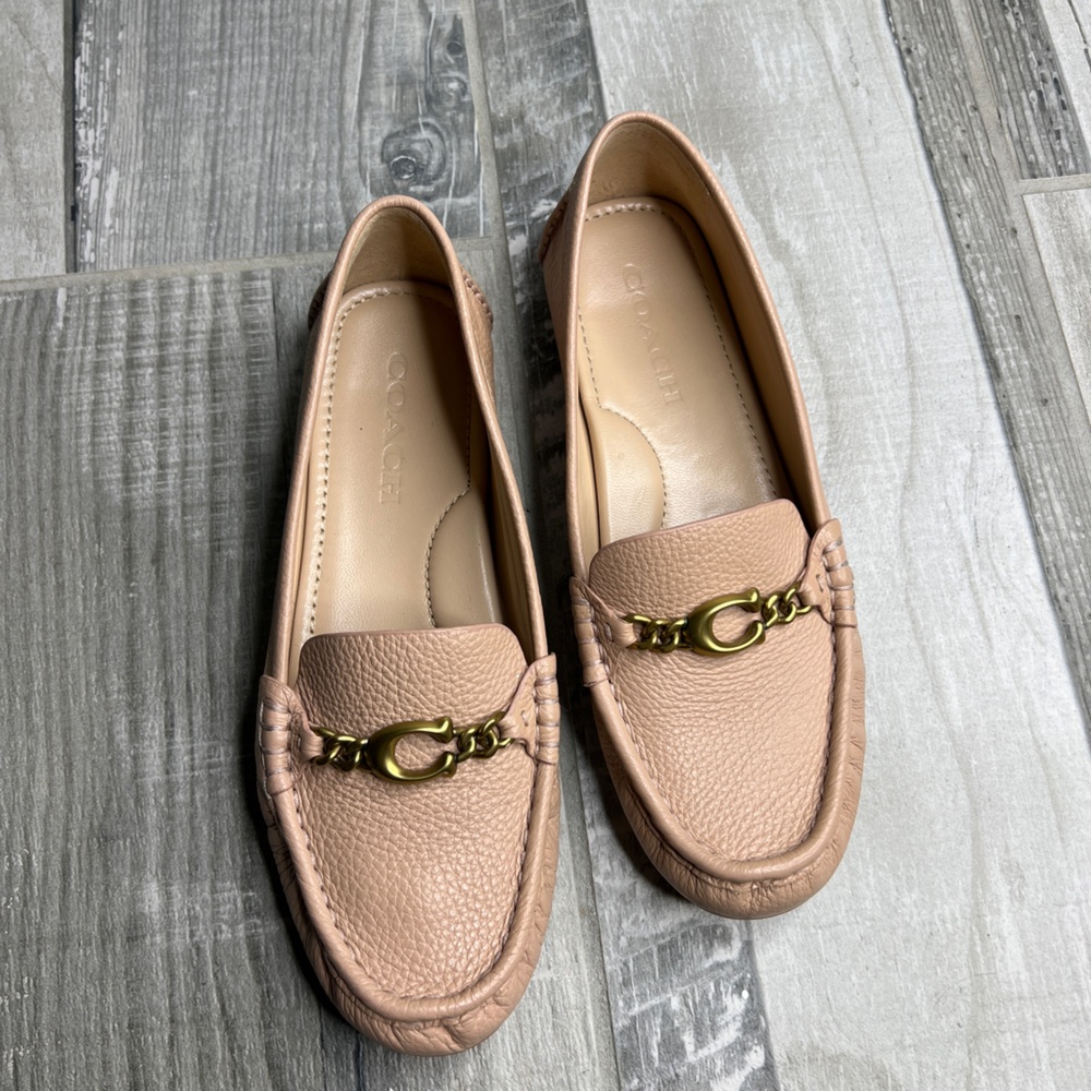 Coach Maegan Driver Slip On Comfort Shoes Womens Size 7.5B Cream Leather G4751